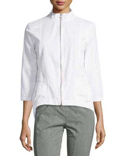 Kylie High-low Zip Jacket, White