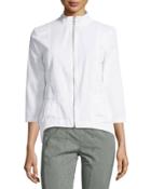 Kylie High-low Zip Jacket, White