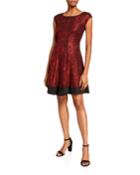 Foil Knit Fit And Flare Dress