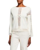 Boat-neck Sweater With Crochet Border