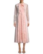 Long-sleeve Pintucked Lace