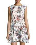 Printed Sleeveless Fit-&-flare Dress, Day Dream/multi