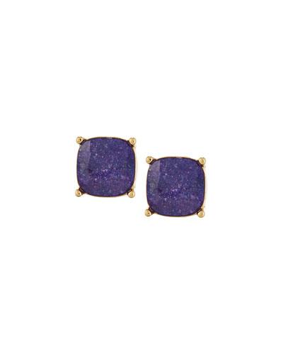 Cushion-cut Cz Speckle Stud Earrings, Purple