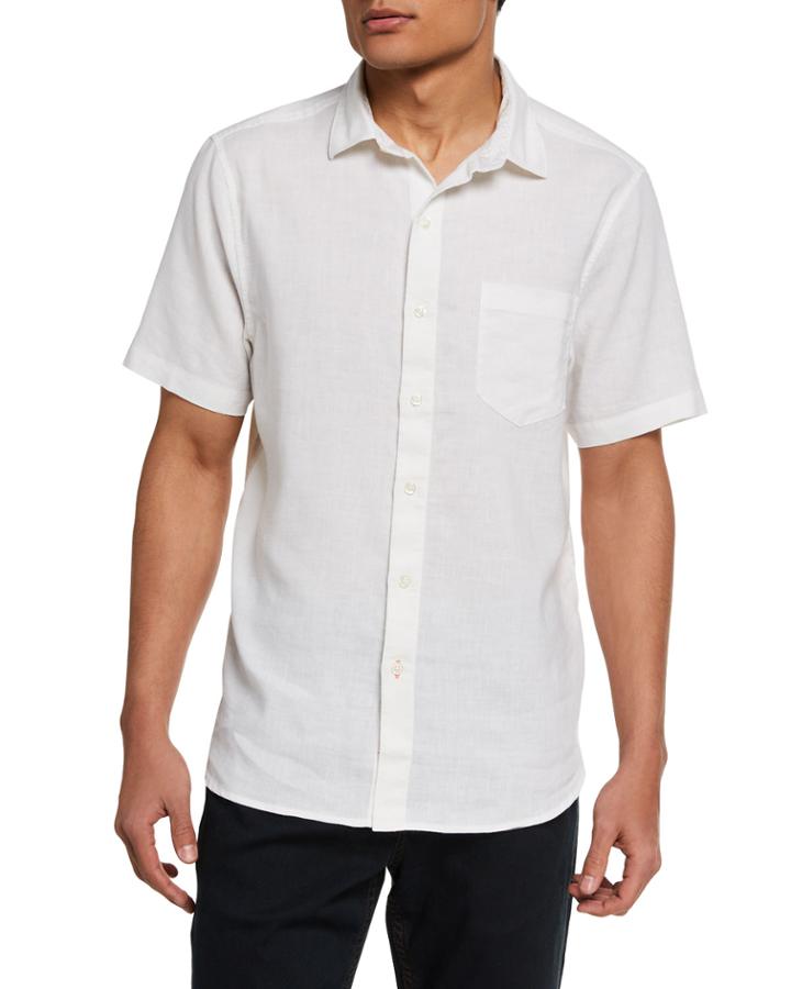 Men's Solid Linen-blend Pocket