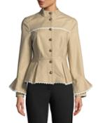 Lace-trimmed Peplum Military Jacket