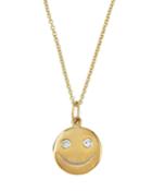 14k Diamond Happy Face Pendant Necklace
