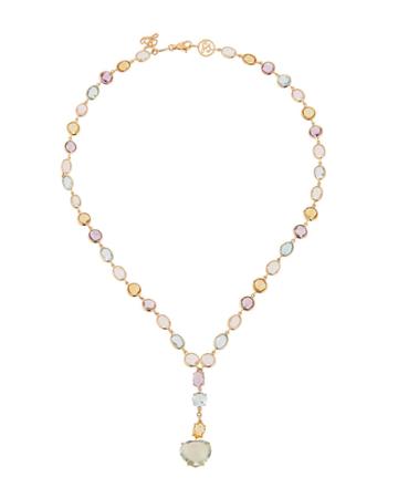 18k Yellow Gold Diamond & Quartz Y-drop Necklace