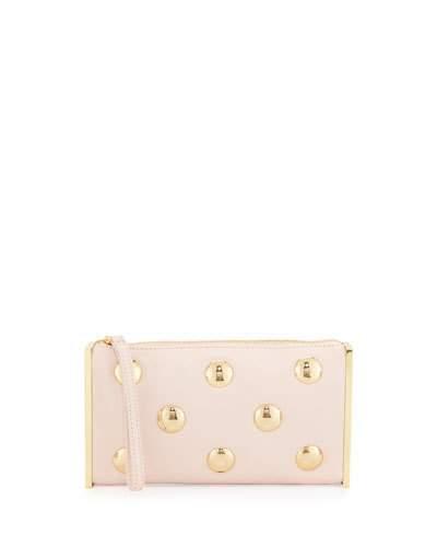 Luna Studded Leather Evening Clutch Bag, Blush