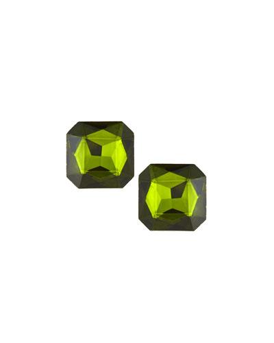 Cushion-cut Crystal Stud Earrings, Citrine
