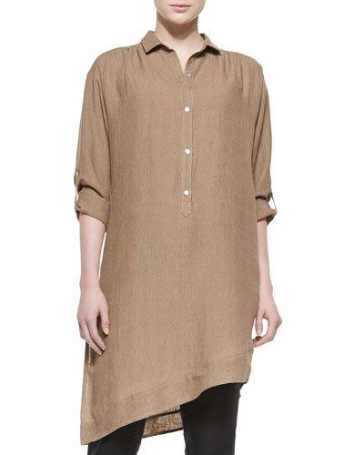 Long-sleeve Linen Asymmetric Tunic