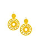 Crochet Crystal Hoop-drop Earrings, Yellow