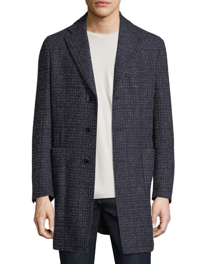 Boucle Plaid Single-breasted Coat