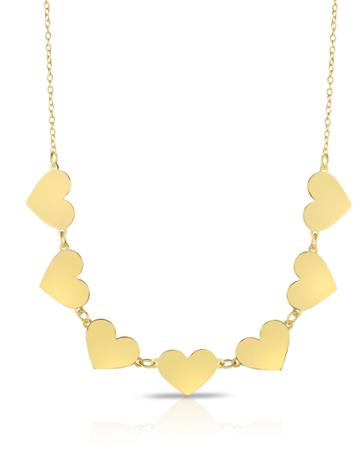 14k Italian Gold 7-heart Necklace