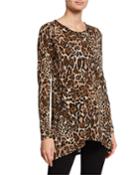 Leopard High-low Button-back Top