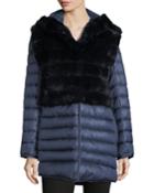 Rex Rabbit Fur Stroller Coat W/ Removable Down Skirt &