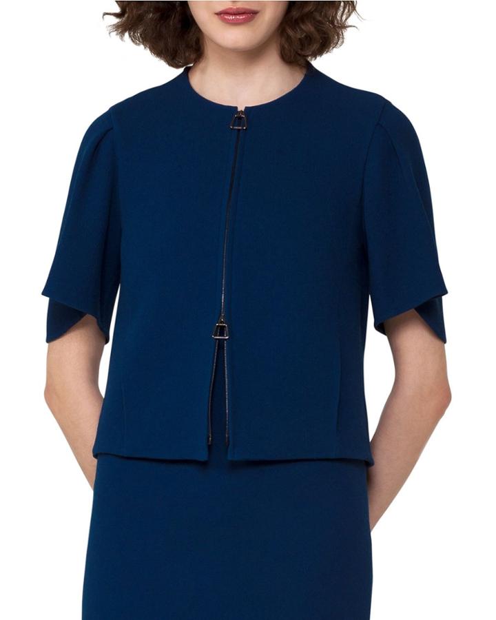 Double-face Crepe Jacket, Blue