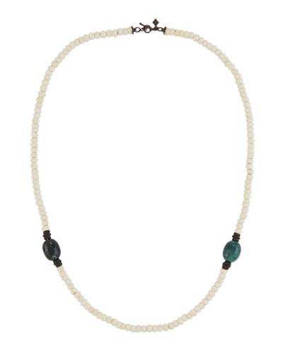 Long Bone, Agate And Spinel Beaded Necklace