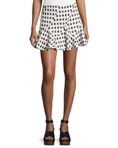 Flared Mini Skirt W/ Lacing, Black/white