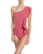 Didi One-shoulder Ruffle Solid One-piece