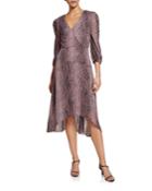 High-low Blouson Dress W/ Velvet Pattern