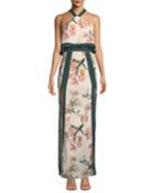 Aries Halter-neck Floral Column Dress