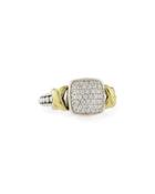 Silver & 18k Diamond Lux Pave Cushion Ring