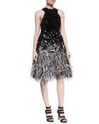 Ruffled Organza Feather-embellished Dress