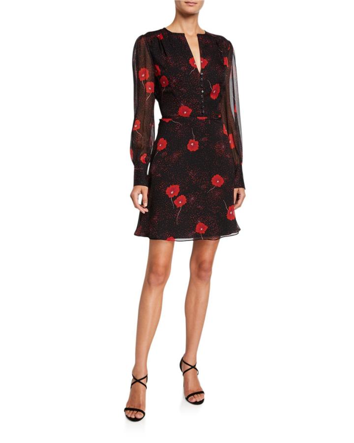 Danette Floral V-neck Long-sleeve Mini