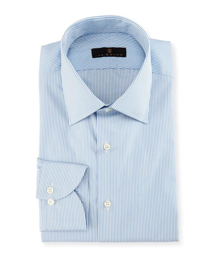 Gold Label Striped Dress Shirt, White/blue