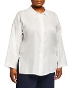 Plus Size Linen Button-front