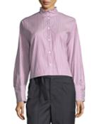 Romane Striped Ruffle-neck Blouse
