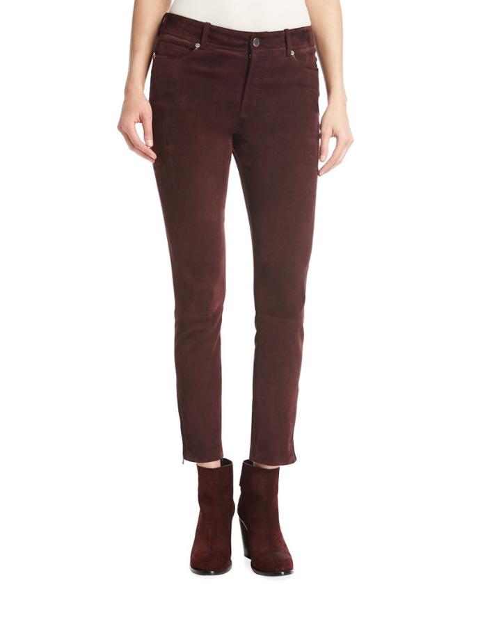 Mathias Suede Ankle-zip Pants