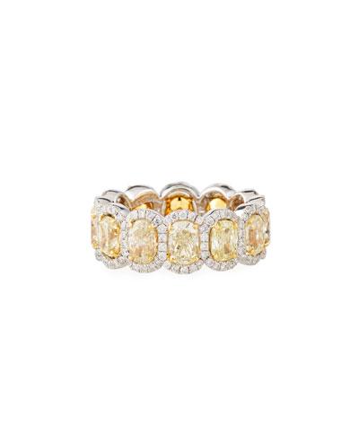18k Fancy-cut Yellow & White Diamond Band Ring, 6.32tcw,