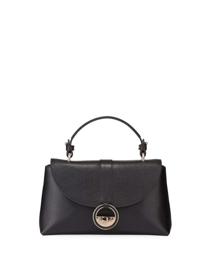 Saffiano Top-handle Crossbody Bag, Black