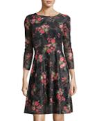 Floral Print Embroidered A-line Dress