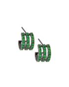 Electric 14k Black Gold Huggie Earrings With Green Tsavorite