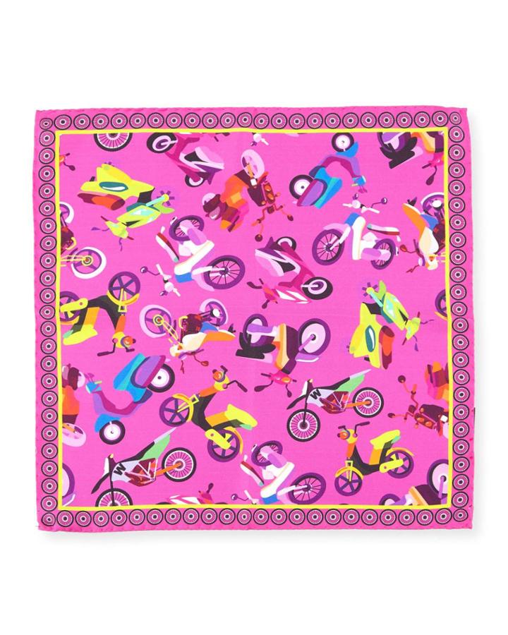 Moped Pattern Silk Pocket