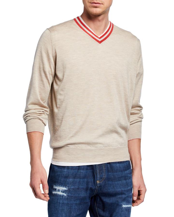 Men's Cashmere Blend V-neck