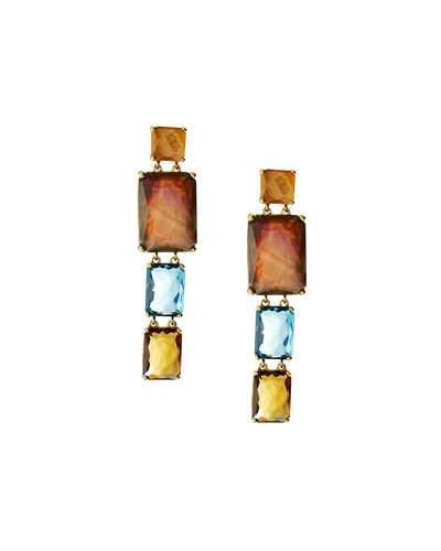 18k Gold Rock Candy Gelato Rectangular 4-stone Linear Drop Earrings In Beverly