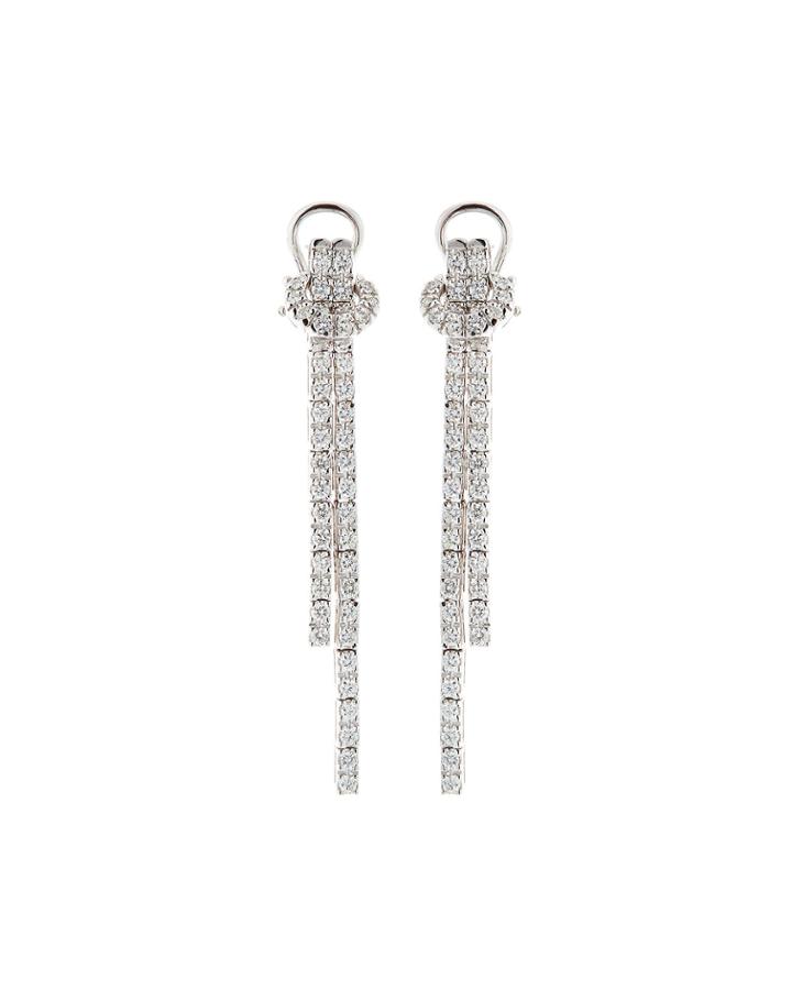 14k White Gold Diamond Dangle Earrings,