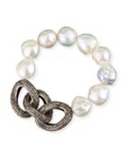 Diamond-link Pearl Bracelet