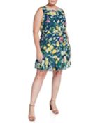Plus Size Amina Lemon-print Sleeveless Apron Dress