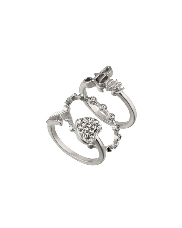 Lovesick Stack Rings, Silver, Set Of