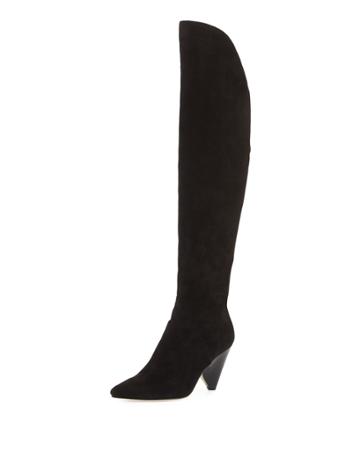 Belle By Sigerson Morrison Emmy Suede Over-the-knee Boot, Black, Women's, Size: