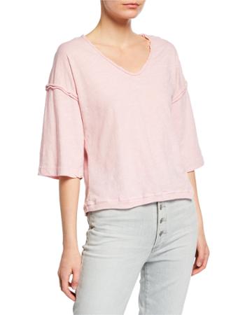 Carol V-neck Half-sleeve Baseball Tee