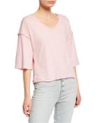 Carol V-neck Half-sleeve Baseball Tee
