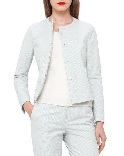 Hector Snap-front Seersucker Jacket, Iceman/cremello