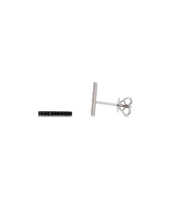 14k White Gold Black/white Diamond Bar Earrings