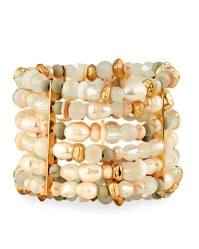 Large Multi-row Beaded Statement Bracelet
