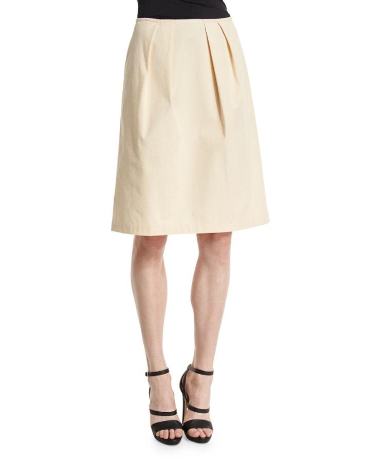 Pleated A-line Skirt, Cornsilk